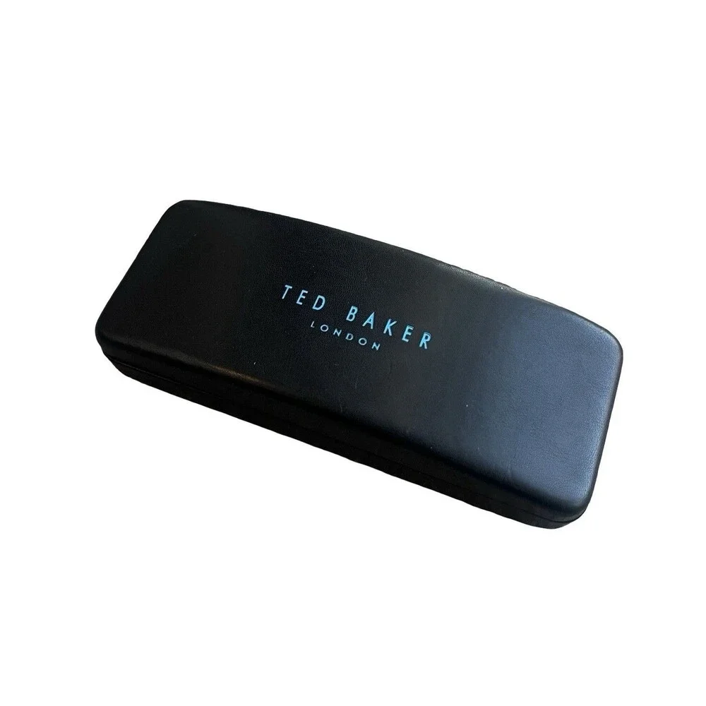 Ted Baker London Hard Shell Eye Glasses Case Only Black With Blue Felt Interior